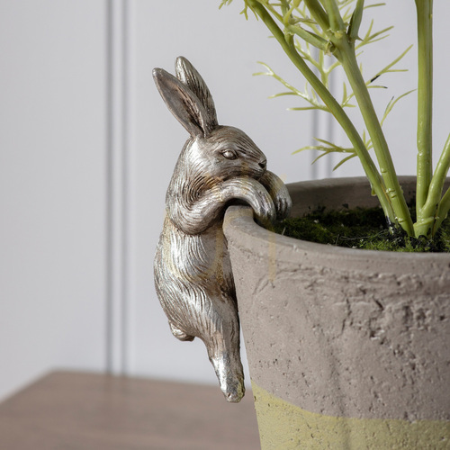 Prüfen Gallery Direct Pippa Hare Topfrandfigur – Hase in Silber, 2er-Set