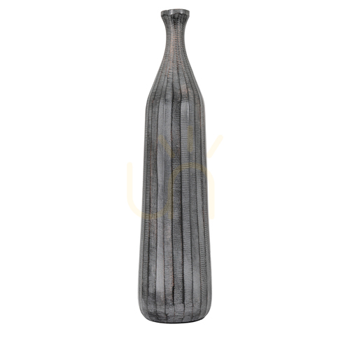 Prüfen Flaschenvase Gallery Direct Enya groß Aluminium antik-grau 53 cm
