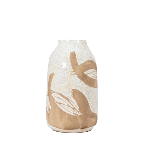 Prüfen Vase Gallery Direct Goya klein Steingut weiß braun Craquelé 25,5 cm