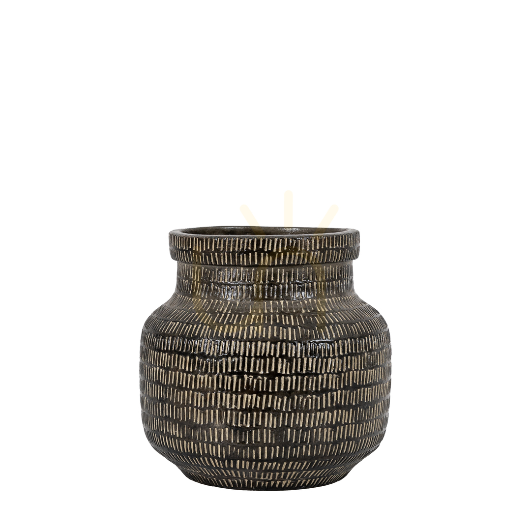 Prüfen Vase Gallery Direct Sgraffito breit schwarz Steingut 20 cm 5059413871016 Vase Gallery Direct Sgraffito breit schwarz Steingut 20 cm 5059413871016
