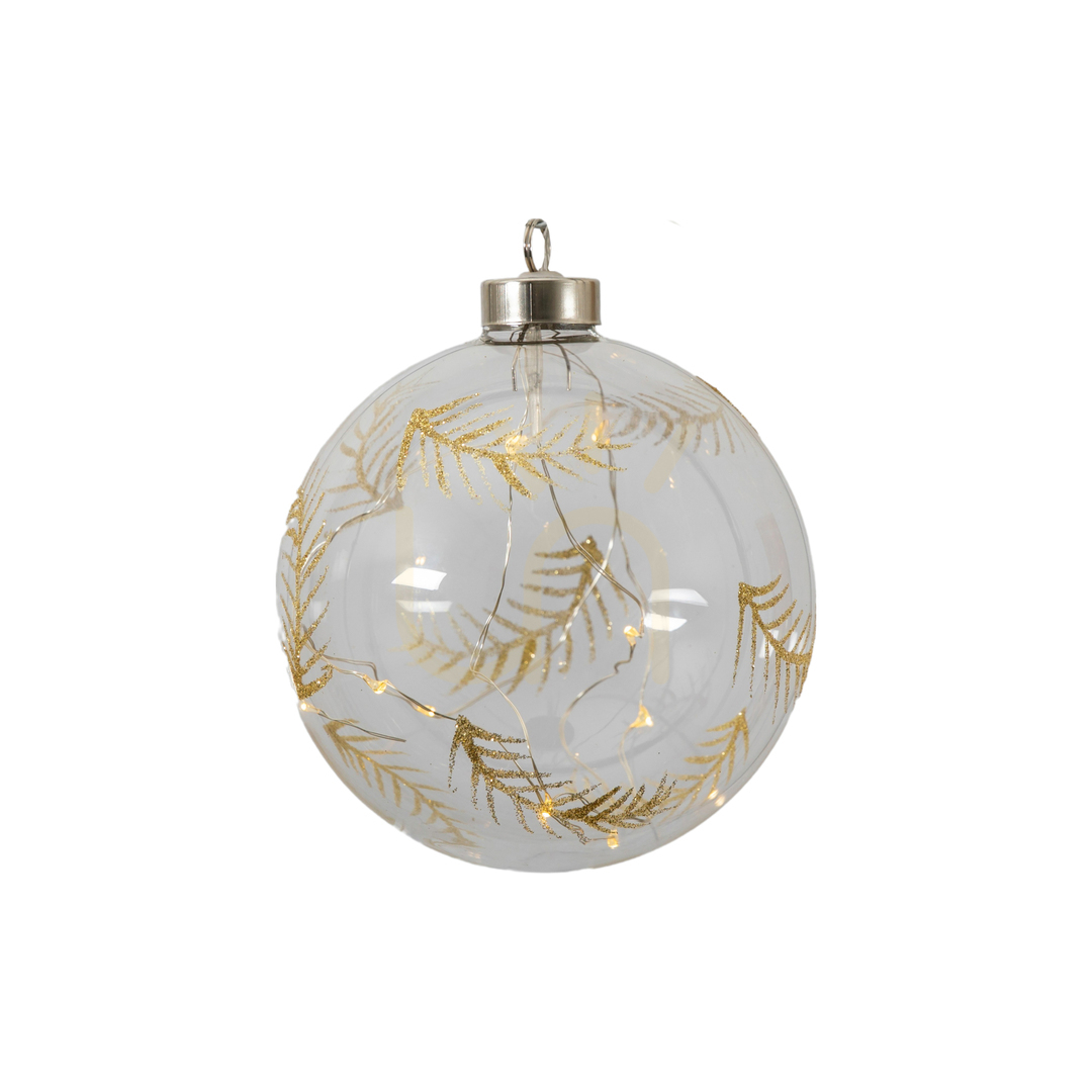 Prüfen Christbaumkugel LED klar mit goldener Feder Glas 14 cm Gallery Direct 5059413755842 Christbaumkugel LED klar mit goldener Feder Glas 14 cm Gallery Direct 5059413755842