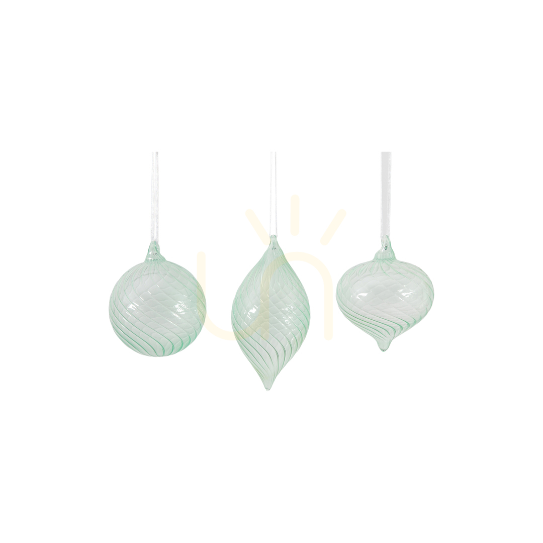 Weihnachtskugeln Gallery Direct Kalina Mintgrün Glas geriffelt 3er Set