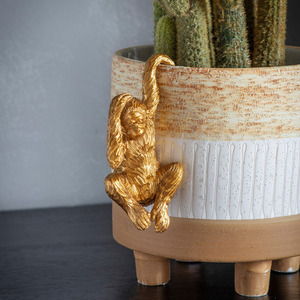 Topfanhänger Orang-Utan Luis 2er-Set Gold Polyresin Gallery Direct 5059413410987 small 1