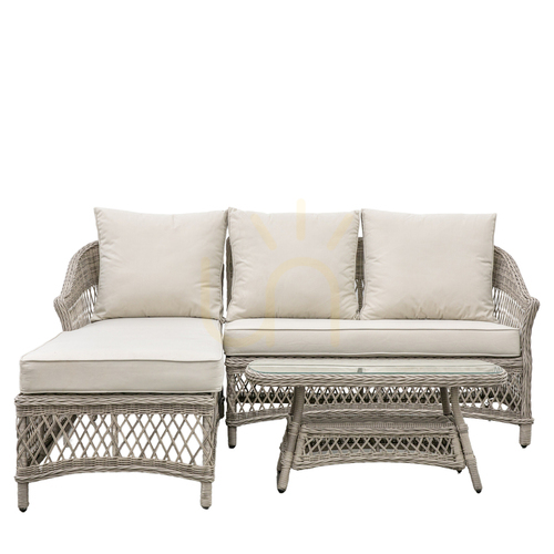 Prüfen Chaiselongue-Set Gallery Direct Menton Stein Polyrattan Aluminium 5059413795060