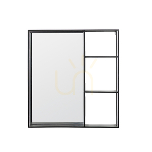 Spiegelregal Gallery Direct Bassan schwarz 60x65 cm mit Ablage small 0