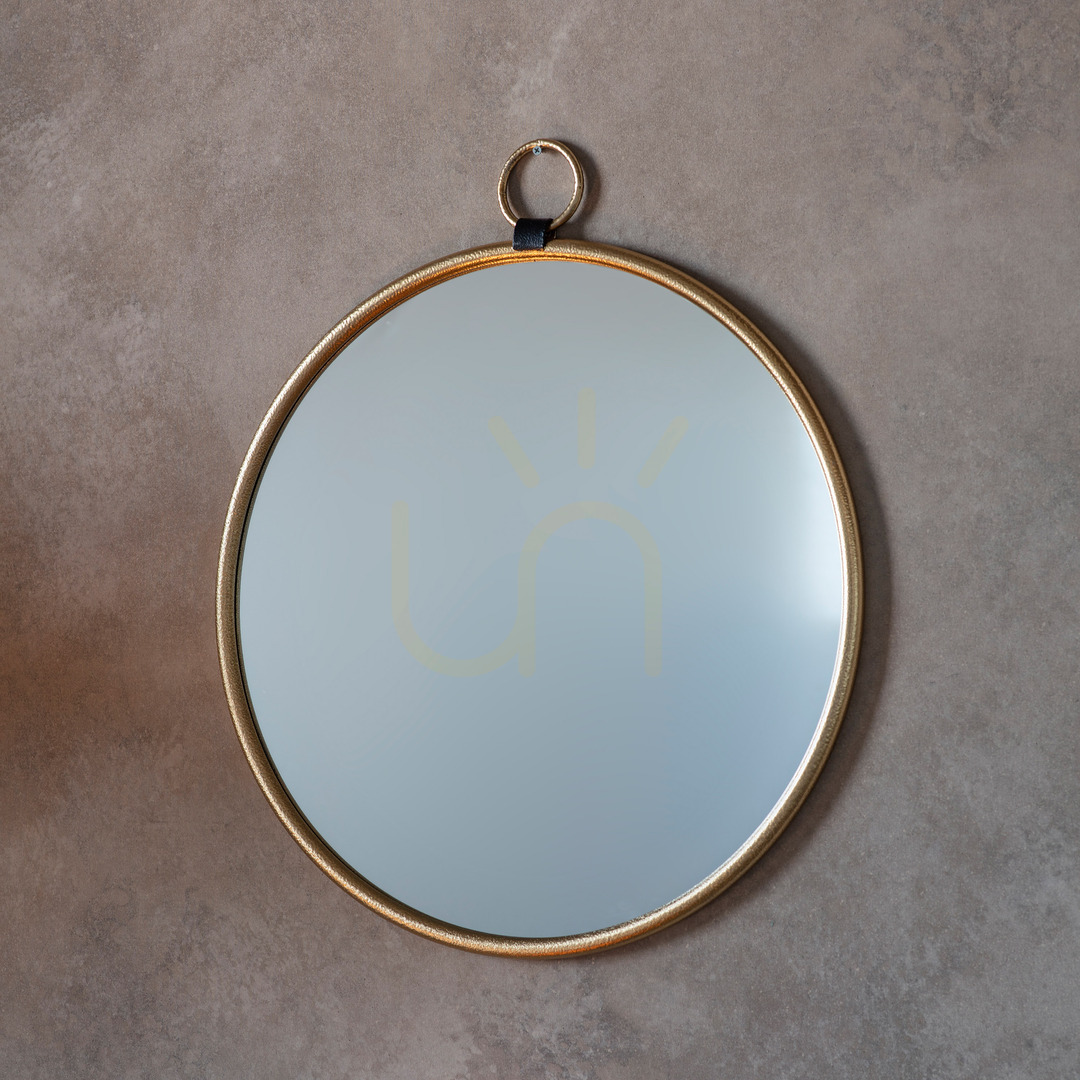 Aussicht Spiegel Gallery Direct Bayswater Gold rund 61x70 cm Metallrahmen mit Schlaufe Spiegel Gallery Direct Bayswater Gold rund 61x70 cm Metallrahmen mit Schlaufe
