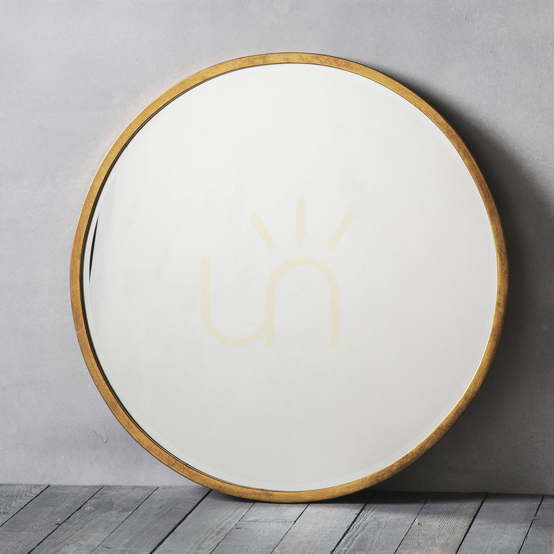 Aussicht Runder Wandspiegel Gallery Direct Higgins 80 cm antikes Gold Metallrahmen Runder Wandspiegel Gallery Direct Higgins 80 cm antikes Gold Metallrahmen