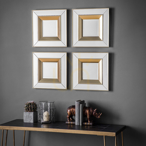 Wandspiegel Gallery Direct Phantom quadratisch 36x36 cm gold gerahmt 4er-Set small 3