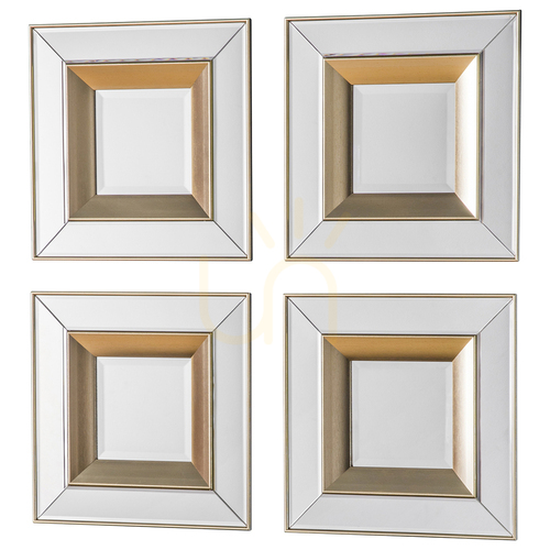 Prüfen Wandspiegel Gallery Direct Phantom quadratisch 36x36 cm gold gerahmt 4er-Set