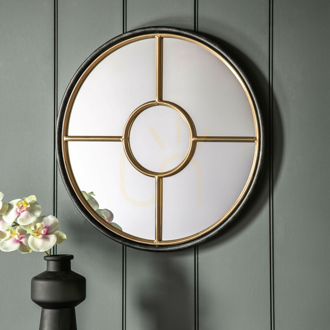 Aussicht Spiegel rund Gallery Direct Rocca schwarz gold 60 cm Fensterspiegel Spiegel rund Gallery Direct Rocca schwarz gold 60 cm Fensterspiegel