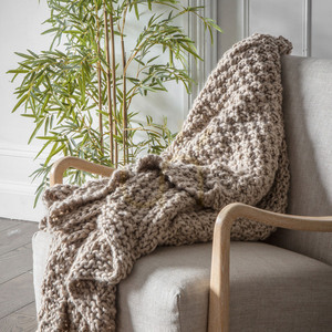 Strickdecke Gallery Direct creme 130 x 170 cm grob gestrickt Polyester Acryl small 1
