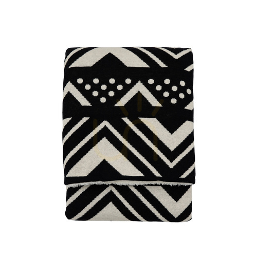 Prüfen Sherpa-Decke Gallery Direct Houndslow Knit schwarz-creme 130x170 cm Baumwolle Polyester