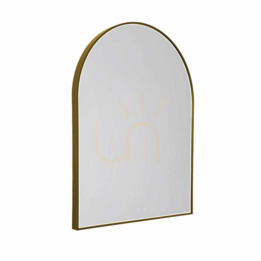 Illuminated Mirror Max Light Mirror W0386 Semi-Circle 90x70cm Gold Dimmable 3000K