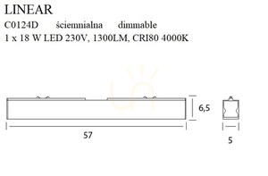 Plafond Max Light LINEAR weiß LED 18W 4000K dimmbar 57 cm C0124D small 14