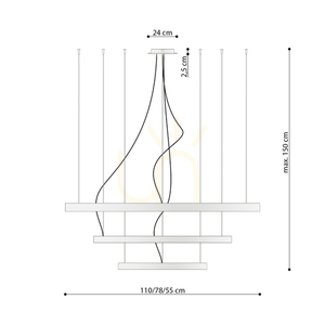 RIO 3 55/78/110 beige LED 4000K Kronleuchter small 7