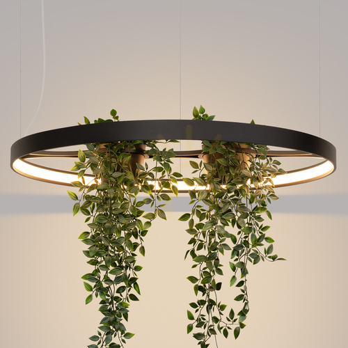 Prüfen Kronleuchter RIO BIO 78 schwarz LED 33 W 3000K mit Pflanzring Thoro TH.551