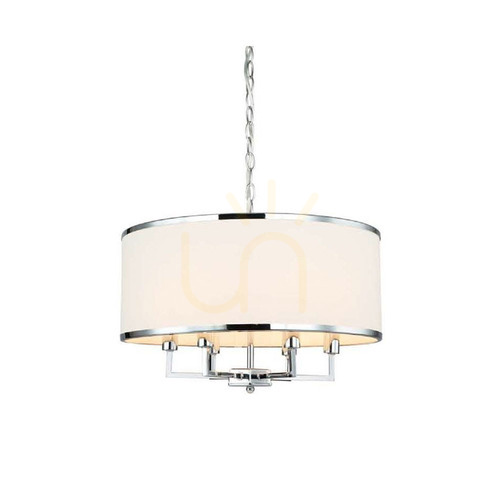 Prüfen Pendelleuchte Casa Cromo M Weiß Creme Chrom 6-flammig E14 Metall Stoff