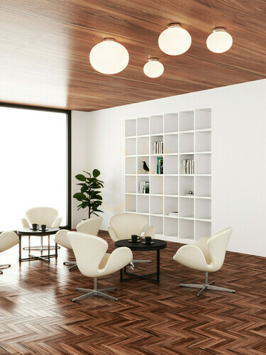 Prüfen Plafond Palla 30 Weiß Opal Chrom E27 Metall Glas Open Design Highlights