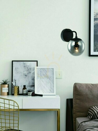Prüfen Wandleuchte Bao Schwarz Transparent E27 Metall Glas Open Design Highlights