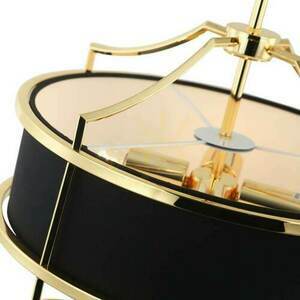 Pendelleuchte Stesso 4-flammig Schwarz Gold Metall Stoff E27 Open Design Highlights small 5