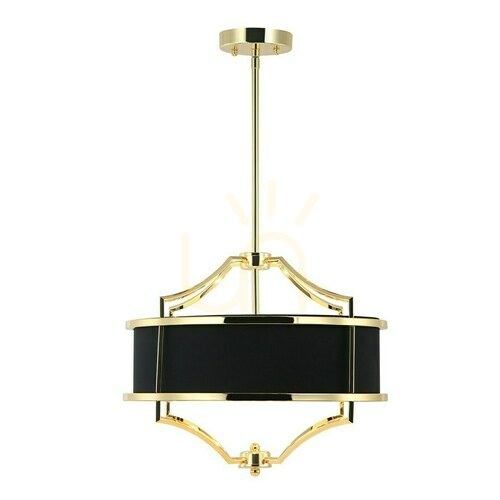 Prüfen Pendelleuchte Stesso 4-flammig Schwarz Gold Metall Stoff E27 Open Design Highlights