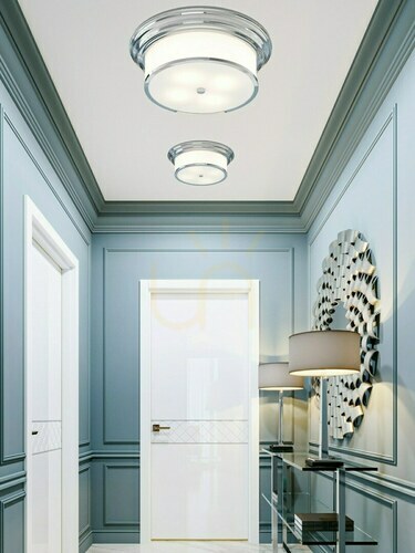 Prüfen Plafond Famburo 4xE14 Weiß Creme Gold Metall Glas Stoff 49 cm Open Design Highlights