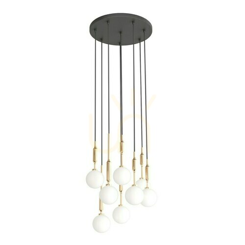 Prüfen Pendelleuchte Ero VIII Gold 40 Weiß Opal Schwarz G9 8-flammig Open Design Highlights