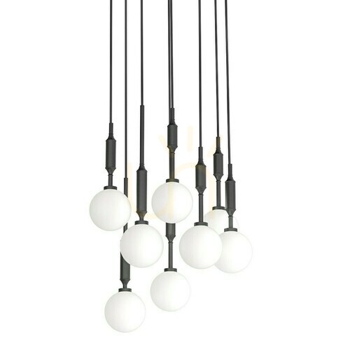 Prüfen Pendelleuchte Open Design Highlights Ero VIII 8-flammig Weiß Opal Schwarz G9 40 cm
