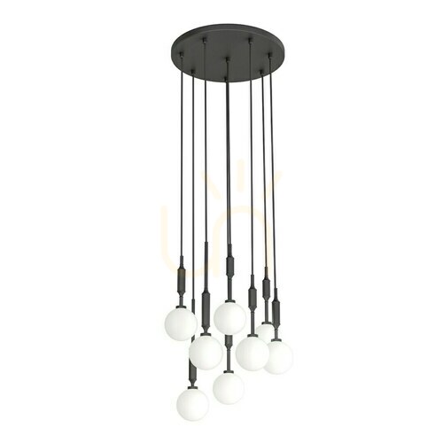 Prüfen Pendelleuchte Open Design Highlights Ero VIII 8-flammig Weiß Opal Schwarz G9 40 cm