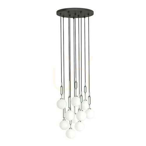 Prüfen Pendelleuchte Open Design Highlights Ero X Cromo 40 Opalweiß Chrom Schwarz G9 10-flammig
