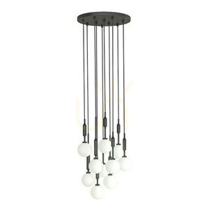 Pendelleuchte Open Design Highlights Ero 40 Weißer Opal Schwarz G9 10-flammig small 1