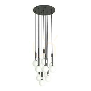 Pendelleuchte Open Design Highlights Ero 40 Weißer Opal Schwarz G9 10-flammig small 0