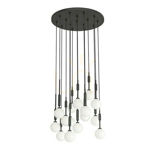 Prüfen Pendelleuchte Open Design Highlights Ero XVI Nero 60 Weiß Opal Schwarz G9 16-flammig