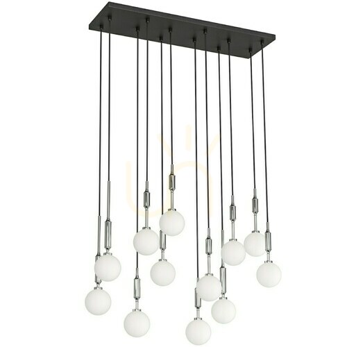 Prüfen Pendelleuchte Ero XII Cromo 80x25 Opalweiß Chrom 12-flammig Open Design Highlights