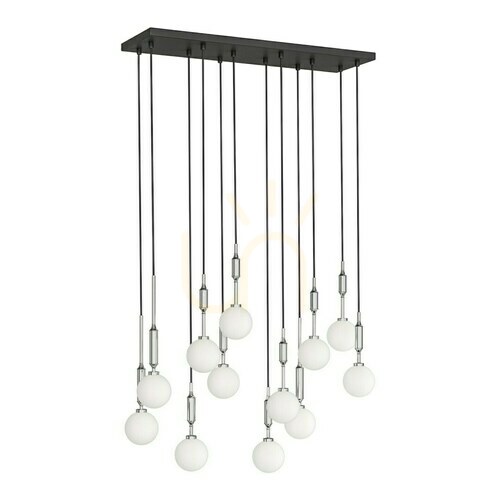 Prüfen Pendelleuchte Ero XII Cromo 80x25 Opalweiß Chrom 12-flammig Open Design Highlights