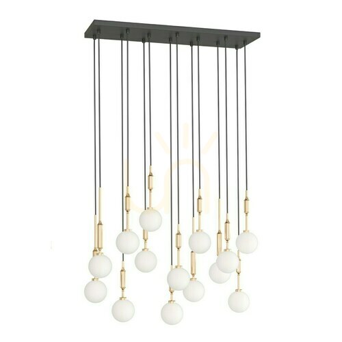 Prüfen Pendelleuchte Ero XIV Gold 80x25 cm Weißer Opal Schwarz G9 Open Design Highlights