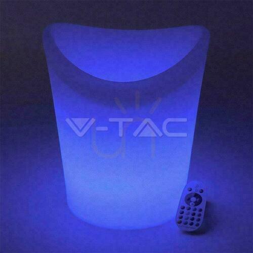 Prüfen V-TAC LED-Gartenleuchte Eiskühler Eimer 36cm Aufladen Fernsteuerung VT-7806 RGBW 54lm.