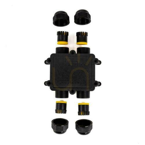 Prüfen Hermetische Anschlussdose 4x4Pin Schwarz 0.5-4mm2 Drahtdurchmesser 8-12mm IP68 V-TAC VT-871