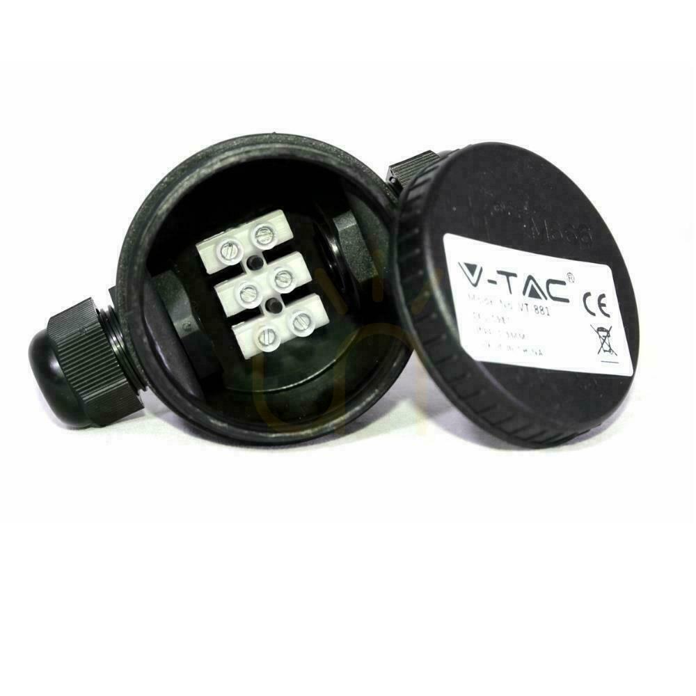 Aussicht Hermetische Verteilerdose 2x3Pin Schwarz 24A AC:450V Drahtdurchmesser 5-9mm IP66 V-TAC VT-881 Hermetische Verteilerdose 2x3Pin Schwarz 24A AC:450V Drahtdurchmesser 5-9mm IP66 V-TAC VT-881
