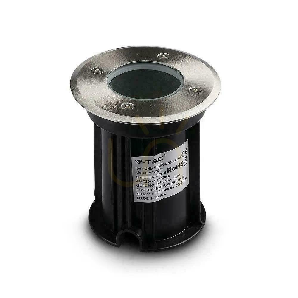 Prüfen Garten Bodeneinbauleuchte Rund Rund Gebürsteter Stahl GU10 IP65 V-TAC VT-7677. Garten Bodeneinbauleuchte Rund Rund Gebürsteter Stahl GU10 IP65 V-TAC VT-7677.