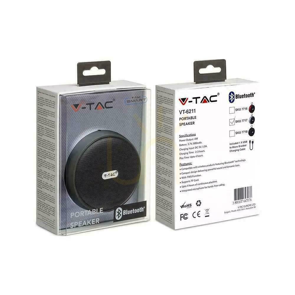 Aussicht Tragbarer Bluetooth-Micro-USB-Lautsprecher Hochwertige 800mAh Silber Kabel V-TAC VT-6211 Tragbarer Bluetooth-Micro-USB-Lautsprecher Hochwertige 800mAh Silber Kabel V-TAC VT-6211
