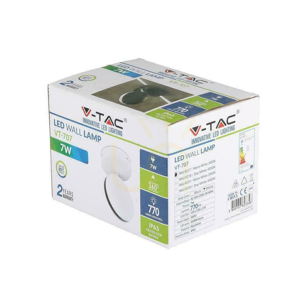 Zeige Leuchte 360st V-TAC 7W LED-Beleuchtung Fassade / Fenstereinbau Weiß IP65 VT-707 4000K 770lm Leuchte 360st V-TAC 7W LED-Beleuchtung Fassade / Fenstereinbau Weiß IP65 VT-707 4000K 770lm