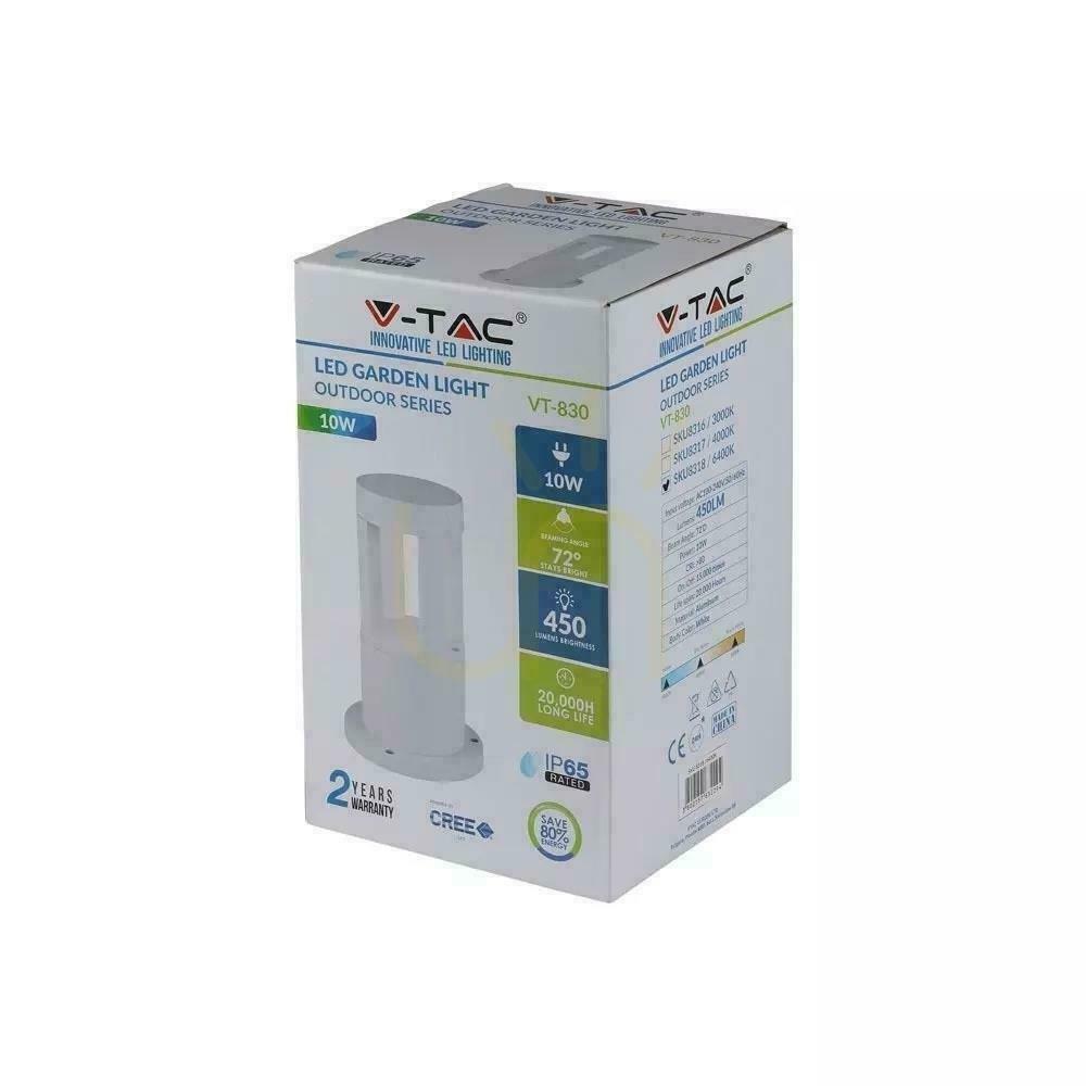 Vorschau V-TAC 10W LED Gartenmast IP65 Weiß 25cm VT-830 6400K 450lm V-TAC 10W LED Gartenmast IP65 Weiß 25cm VT-830 6400K 450lm