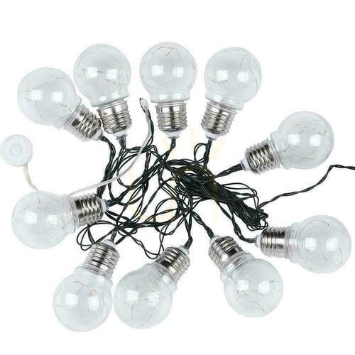 Prüfen V-TAC Solar LED Garten Girlande 5 Meter 10 Glühbirnen Filament VT-71010 3000K 100lm.