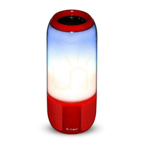 Prüfen V-TAC Wireless Smart LED Lautsprecher mit Bluetooth 2x3W USB Micro SD Rot VT-7456