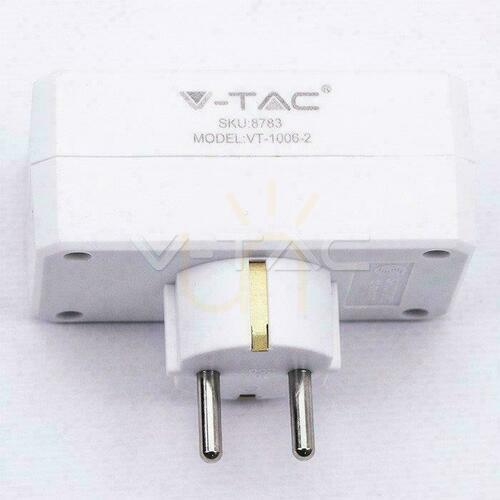 Prüfen 2-fach-Adapter mit Schutzkontakt V-TAC VT-1006 2×16 A 250 V weiß