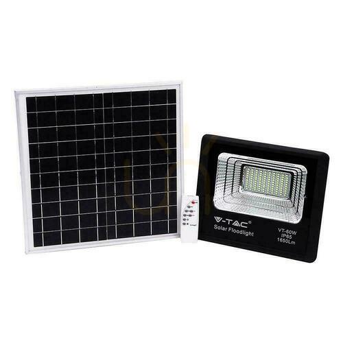 Prüfen V-TAC 20W Solar LED Projektor Schwarz IP65, Fernbedienung, Timer VT-60W 6000K 1650lm