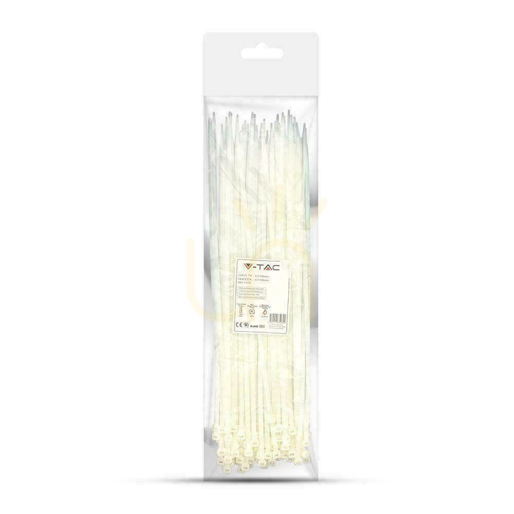 Aussicht V-TAC Klemme 4.5x350mm Weiß 22kg Nylon66 (Paket. 100Stück) V-TAC Klemme 4.5x350mm Weiß 22kg Nylon66 (Paket. 100Stück)
