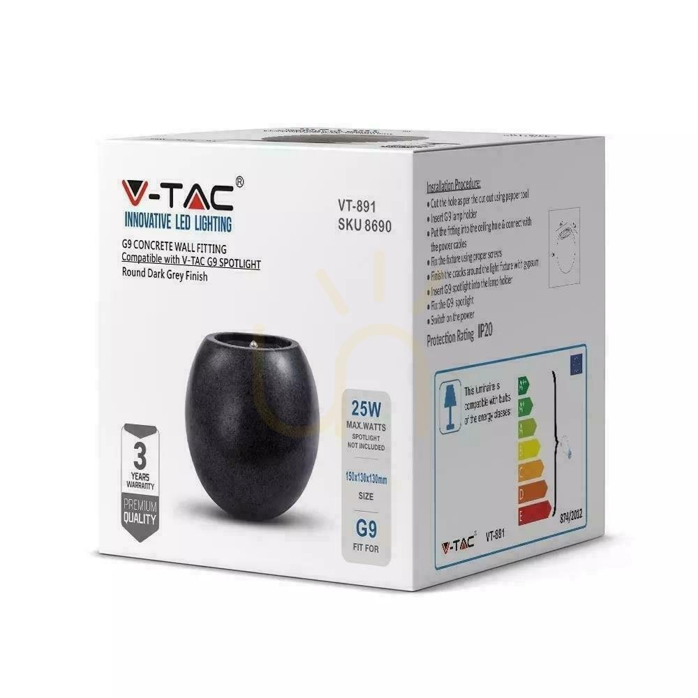 Anzeige Wandleuchte V-TAC BETON G9 LED Rund Dunkelgrau IP20 VT-891 Wandleuchte V-TAC BETON G9 LED Rund Dunkelgrau IP20 VT-891