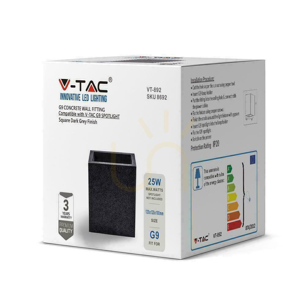 Zeige V-TAC BETON Wandleuchte G9 LED Quadratisch Dunkelgrau IP20 VT-892 V-TAC BETON Wandleuchte G9 LED Quadratisch Dunkelgrau IP20 VT-892